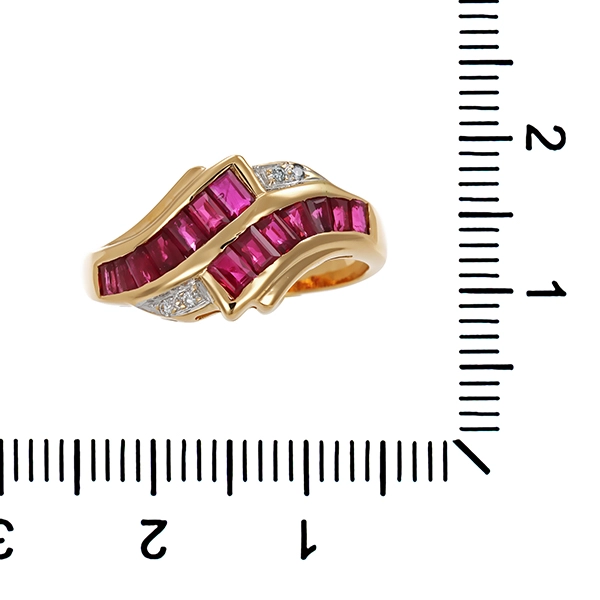 Ring, 18K, Gelb-/Weißgold, Rubine & Diamanten, U56