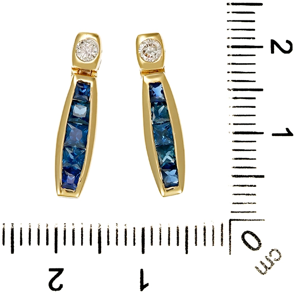 Steckhänger, 18K, Gelbgold, Brillanten, Saphire