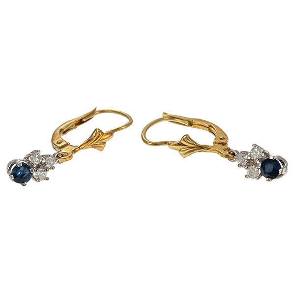 Ohrhänger, 14K, Gelb-/Weißgold, Diamanten, Saphire