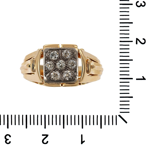 Herrenring, 14K, Gelb-/Weißgold, Diamanten