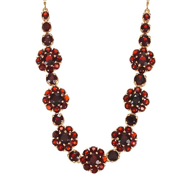 Collier, 14K, Gelbgold, Granant