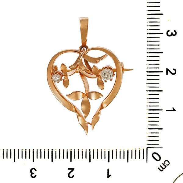 Anhänger, 14K, Rotgold, Diamanten