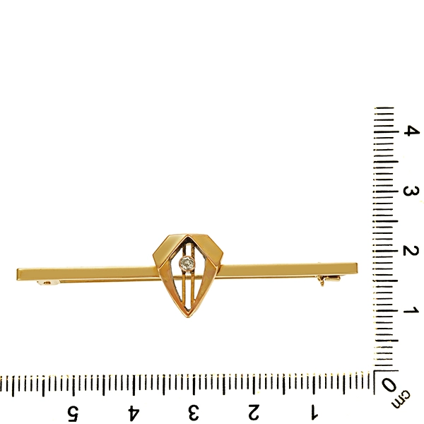 Brosche, 14K, Gelbgold, Diamant