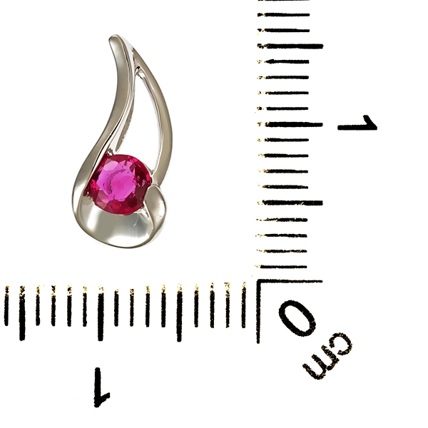 Anhänger, 14K, Weißgold, Rubin