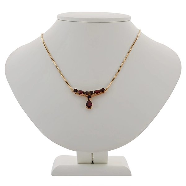 Collier, 8K, Gelbgold, Granat, Venezianer-