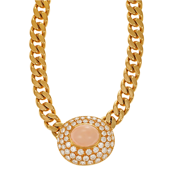 Collier, 18K, Gelbgold, Brillant, Koralle