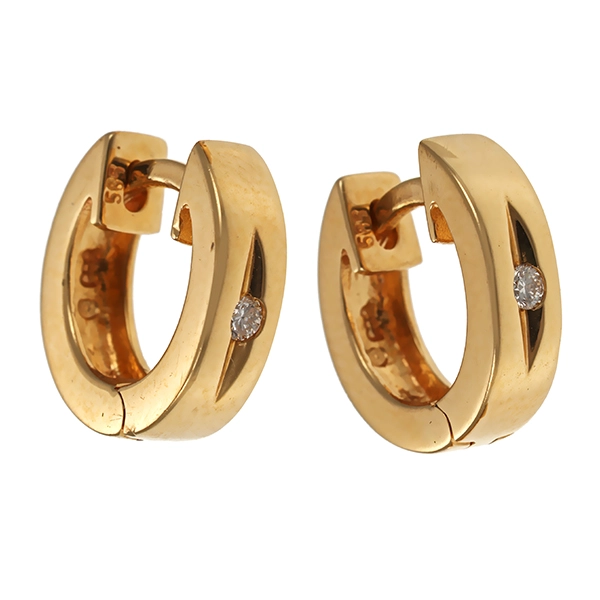 Creolen, 14K, Gelbgold, Brillanten
