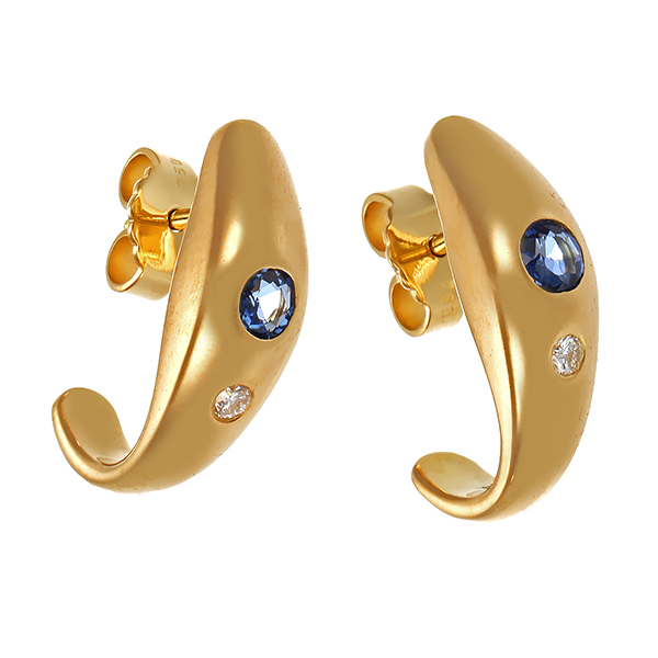 Ohrstecker, 18K, Gelbgold, Saphir, Brillant