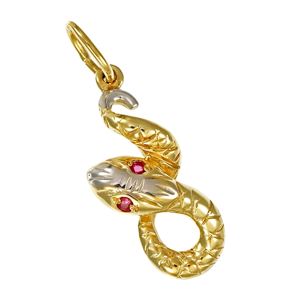 Anhänger, 14K, Gelb-/Weißgold, Rubine