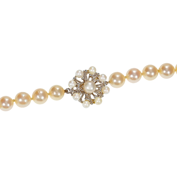 Perlenkette, 14K, Weißgold, Perlen