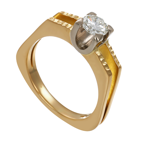 Diamantring, 18K, Gelb-/Weißgold, Brillant 0,50 ct