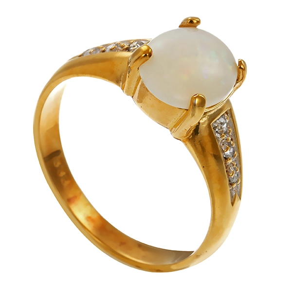 Ring, 8K, Gelbgold, Opal, Diamanten
