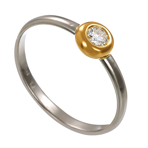 Brillantring, Platin/Gelbgold, 0,10ct
