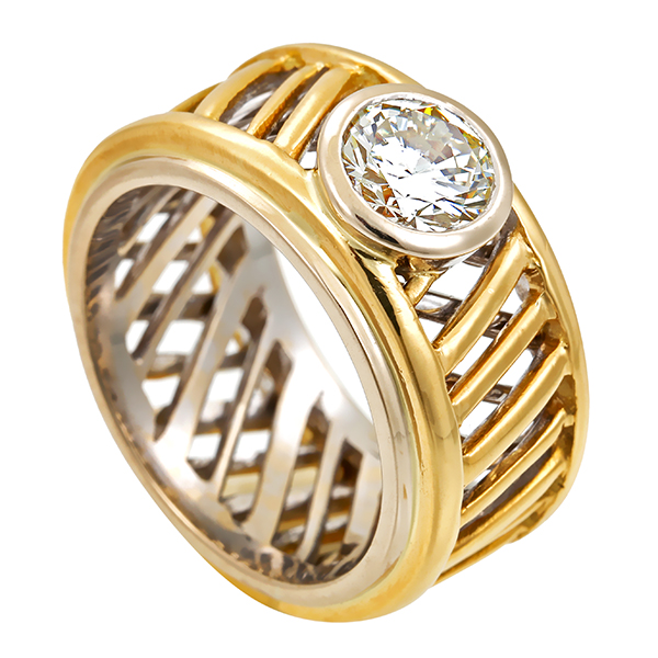 Diamantring, 18K, Gelb-/Weißgold, Brillant 0,80 ct