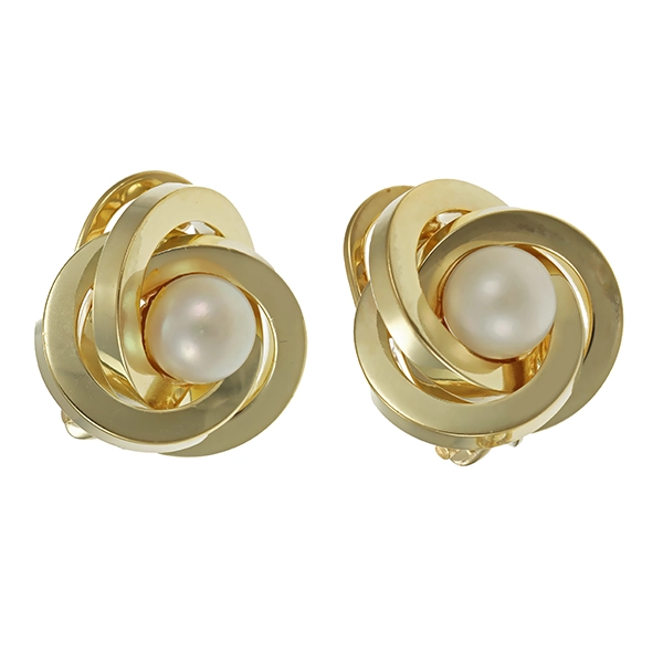Clipsstecker, 14K, Gelbgold, Perlen, Knoten