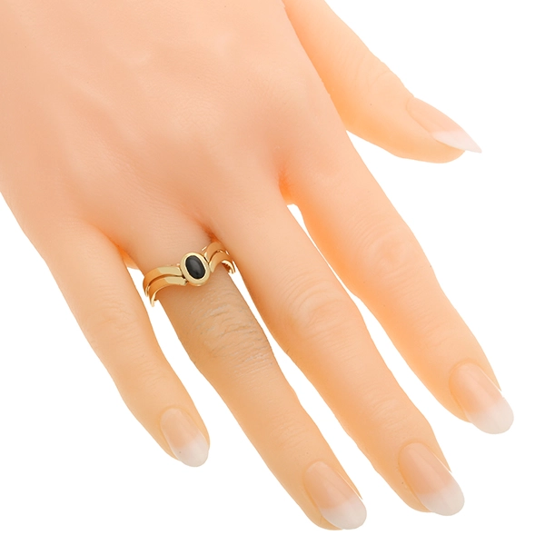 Wendering, 14K, Gelbgold, Onyx, Larimar