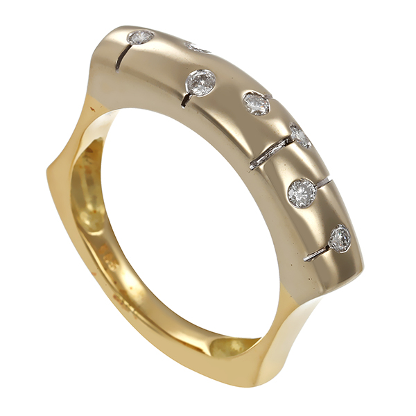 Ring, 14K, Gelb-/Weißgold, Brillanten
