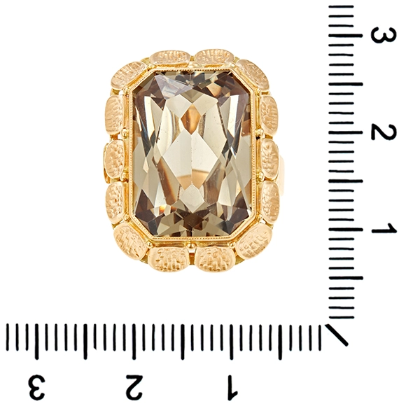 Ring, 14K, Gelbgold, Rauchquarz