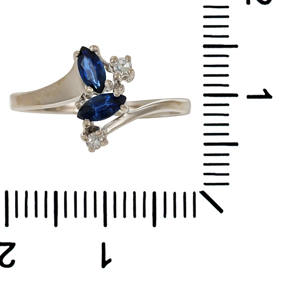 Ring, 14K, Weißgold, Saphire, Diamanten