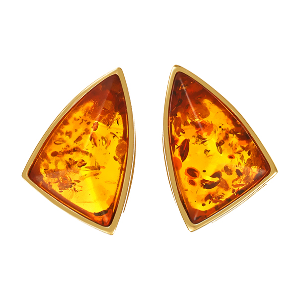 Ohrstecker, 9K, Gelbgold, Bernsteine