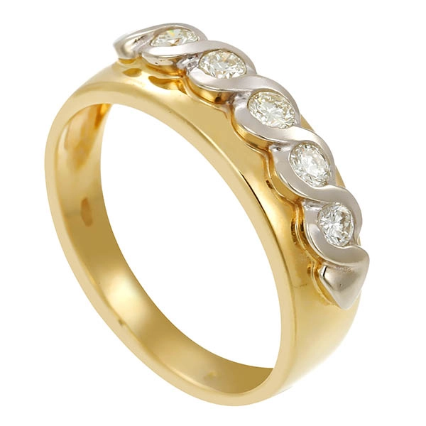 Diamantring, 18K, Gelb-/Weißgold, Brillanten 0,25 ct