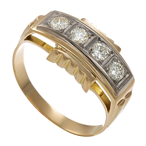 Diamantring, 14K, Gelb-/Weißgold, Brillanten 0,60 ct