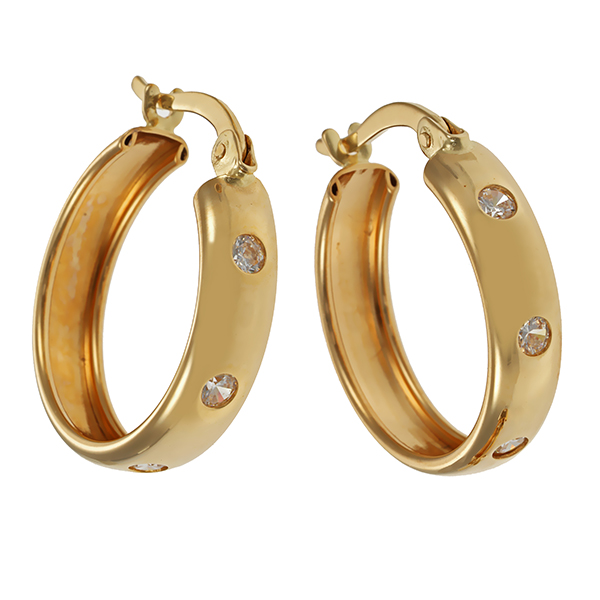Creolen, 14K, Gelbgold, Zirkonia