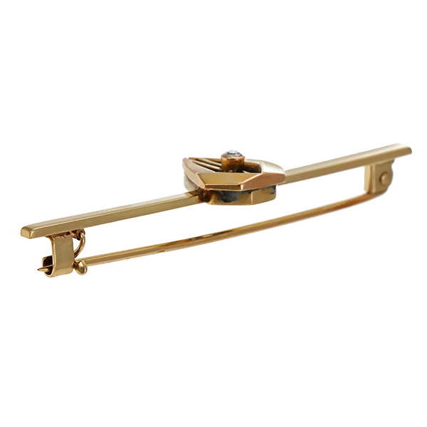 Brosche, 14K, Gelbgold, Diamant