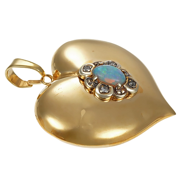 Anhänger, 8K, Gelbgold, Opal, Diamanten