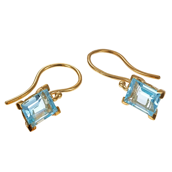 Ohrhänger, 8K, Gelbgold, Topas blau