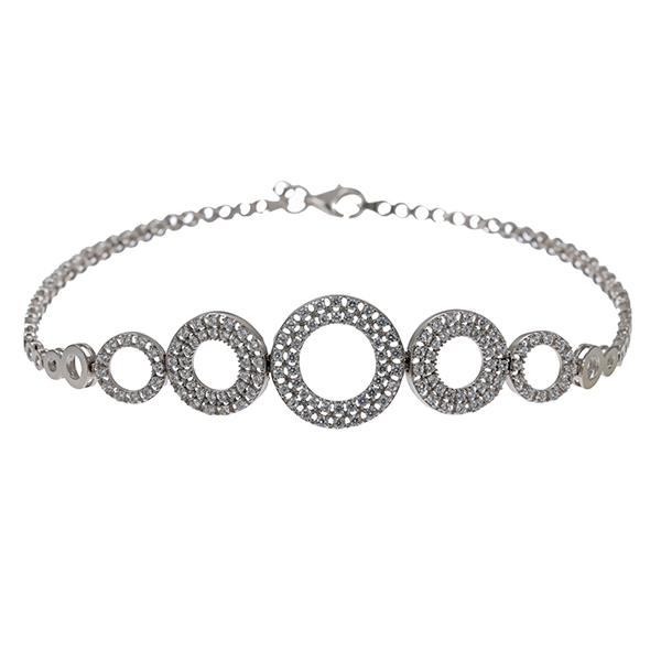 Armband, 14K, Weißgold, Zirkonia