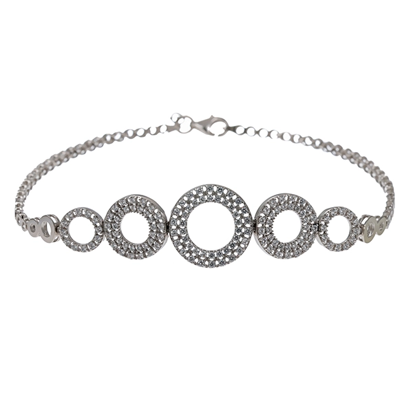 Armband, 14K, Weißgold, Zirkonia
