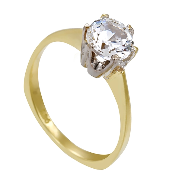 Ring, 14K, Gelb-/Weißgold, Zirkonia