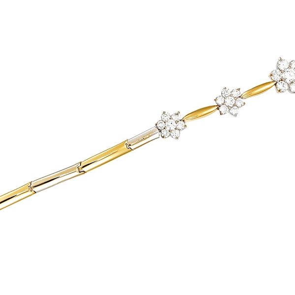Armband, 14K, Gelb-/Weißgold, Zirkonia