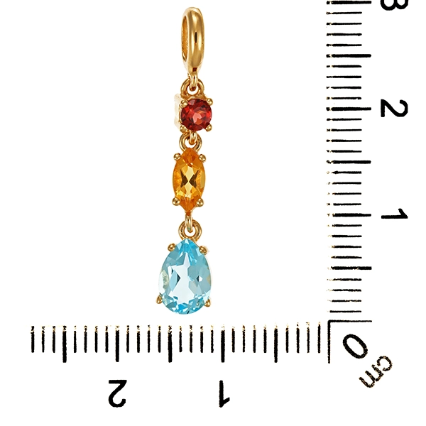 Anhänger, 18K, Gelbgold, Granat, Topas, Citrin