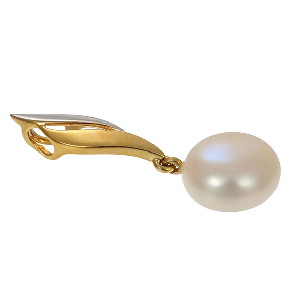 Anhänger, 14K, Gelb-/Weißgold, Perle