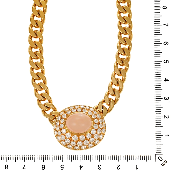 Collier, 18K, Gelbgold, Brillant, Koralle