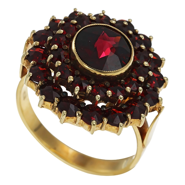 Ring, 14K, Gelbgold, Granat