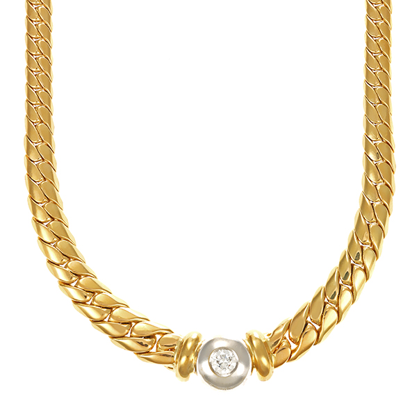 Collier, 14K, Gelb-/Weißgold, Brillant