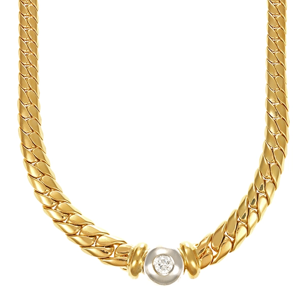 Collier, 14K, Gelb-/Weißgold, Brillant