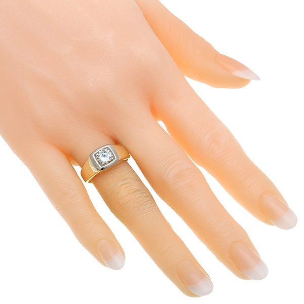 Herrenring, 14K, Gelb-/Weißgold, Brillant, ca. 0,90ct