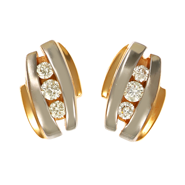 Ohrstecker, 9K, Gelb-/Weißgold, Brillanten