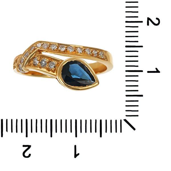 Ring, 18K, Gelbgold, Saphir, Diamant