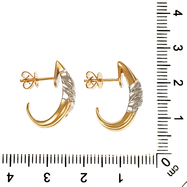 Steckcreolen, 14K, Gelb-/Weißgold , Diamanten