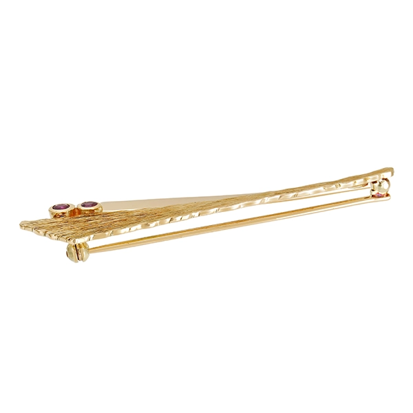 Brosche, 14K, Gelbgold, Rubine