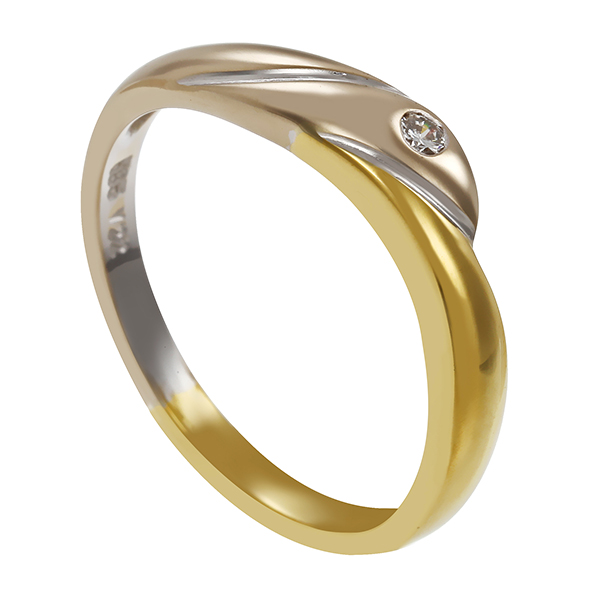Diamantring, 14K, Gelb-/Weißgold, Brillant