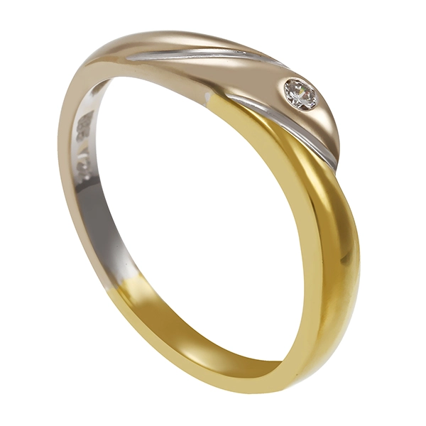 Diamantring, 14K, Gelb-/Weißgold, Brillant