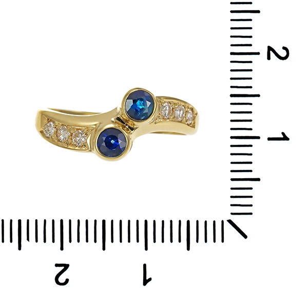 Ring, 14K, Gelbgold, Saphire, Brillanten