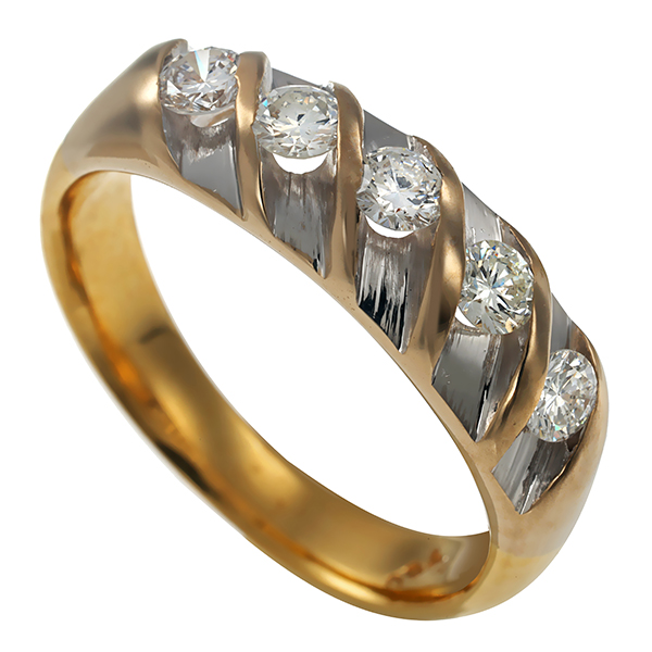 Diamantring, 18K, Gelb-/Weißgold, Brillanten 0,50 ct