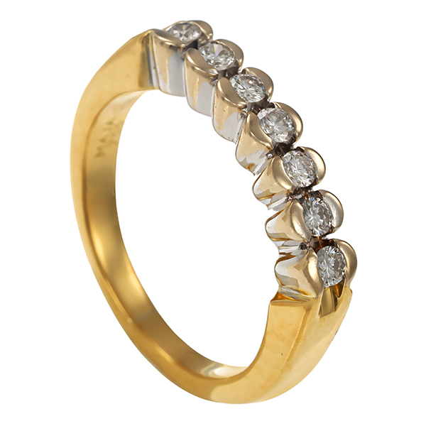 Ring, 18K, Gelb-/Weißgold, Brillanten